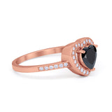 Halo Dazzling Heart Promise Ring Round Simulated CZ 925 Sterling Silver
