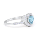 Halo Dazzling Heart Promise Ring Round Simulated CZ 925 Sterling Silver