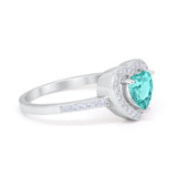 Halo Dazzling Heart Promise Ring Round Simulated CZ 925 Sterling Silver