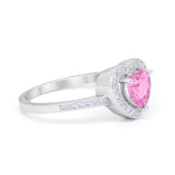 Halo Dazzling Heart Promise Ring Round Simulated CZ 925 Sterling Silver