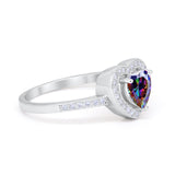 Halo Dazzling Heart Promise Ring Round Simulated CZ 925 Sterling Silver