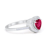 Halo Dazzling Heart Promise Ring Round Simulated CZ 925 Sterling Silver