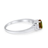 Solitaire Engagement Ring Oval Simulated Cubic Zirconia 925 Sterling Silver