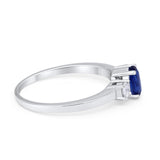 Solitaire Engagement Ring Oval Simulated Cubic Zirconia 925 Sterling Silver