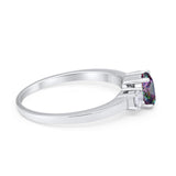 Solitaire Engagement Ring Oval Simulated Cubic Zirconia 925 Sterling Silver