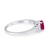 Solitaire Engagement Ring Oval Simulated Cubic Zirconia 925 Sterling Silver
