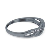 Infinity Twisted Half Eternity Wedding Band Ring Round Simulated Cubic Zirconia 925 Sterling Silver