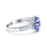 Flower Solitaire Wedding Engagement Ring Simulated Cubic Zirconia 925 Sterling Silver