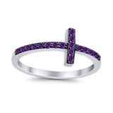 Wedding Eternity Sideways Cross Rings Simulated CZ 925 Sterling Silver
