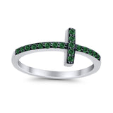 Wedding Eternity Sideways Cross Rings Simulated CZ 925 Sterling Silver
