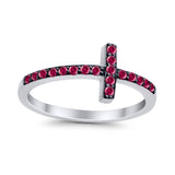 Wedding Eternity Sideways Cross Rings Simulated CZ 925 Sterling Silver