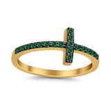 Wedding Eternity Sideways Cross Rings Simulated CZ 925 Sterling Silver
