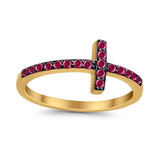 Wedding Eternity Sideways Cross Rings Simulated CZ 925 Sterling Silver