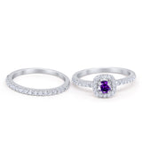 Wedding Band Ring Round Piece Simulated Cubic Zirconia 925 Sterling Silver