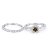 Wedding Band Ring Round Piece Simulated Cubic Zirconia 925 Sterling Silver
