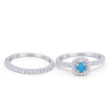 Wedding Band Ring Round Piece Simulated Cubic Zirconia 925 Sterling Silver