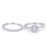 Wedding Band Ring Round Piece Simulated Cubic Zirconia 925 Sterling Silver