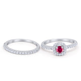 Wedding Band Ring Round Piece Simulated Cubic Zirconia 925 Sterling Silver