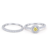 Wedding Band Ring Round Piece Simulated Cubic Zirconia 925 Sterling Silver