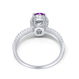 Halo Fashion Ring Oval Simulated Cubic Zirconia Accent 925 Sterling Silver