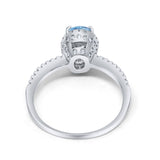 Halo Fashion Ring Oval Simulated Cubic Zirconia Accent 925 Sterling Silver