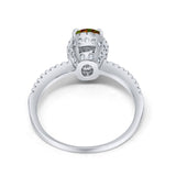Halo Fashion Ring Oval Simulated Cubic Zirconia Accent 925 Sterling Silver