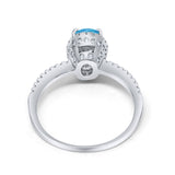 Halo Fashion Ring Oval Simulated Cubic Zirconia Accent 925 Sterling Silver