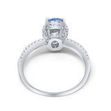 Halo Fashion Ring Oval Simulated Cubic Zirconia Accent 925 Sterling Silver