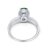 Halo Fashion Ring Oval Simulated Cubic Zirconia Accent 925 Sterling Silver