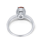 Halo Fashion Ring Oval Simulated Cubic Zirconia Accent 925 Sterling Silver