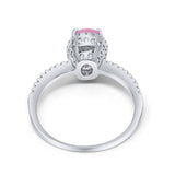 Halo Fashion Ring Oval Simulated Cubic Zirconia Accent 925 Sterling Silver