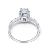 Halo Fashion Ring Oval Simulated Cubic Zirconia Accent 925 Sterling Silver