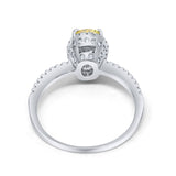 Halo Fashion Ring Oval Simulated Cubic Zirconia Accent 925 Sterling Silver
