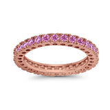 Eternity Wedding Band Rings Round Simulated CZ 925 Sterling Silver