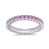 Eternity Wedding Band Rings Round Simulated CZ 925 Sterling Silver