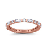 Eternity Stackable Engagement Ring Baguette Simulated CZ 925 Sterling Silver