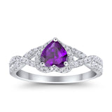 Heart Promise Ring Infinity Shank Simulated Cubic Zirconia 925 Sterling Silver