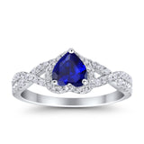 Heart Promise Ring Infinity Shank Simulated Cubic Zirconia 925 Sterling Silver