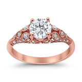 Vintage Wedding Ring Round Cubic Zirconia 925 Sterling Silver RC105152