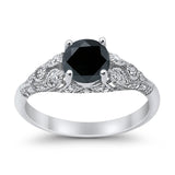Vintage Wedding Ring Round Cubic Zirconia 925 Sterling Silver RC105152