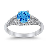 Vintage Wedding Ring Round Cubic Zirconia 925 Sterling Silver RC105152