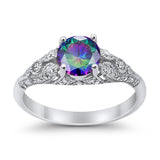 Vintage Wedding Ring Round Cubic Zirconia 925 Sterling Silver RC105152