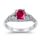 Vintage Wedding Ring Round Cubic Zirconia 925 Sterling Silver RC105152