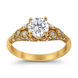 Vintage Wedding Ring Round Cubic Zirconia 925 Sterling Silver RC105152