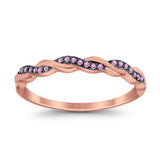 Half Eternity Infinity Twisted Band Rings Simulated CZ 925 Sterling Silver
