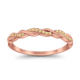 Half Eternity Infinity Twisted Band Rings Simulated CZ 925 Sterling Silver