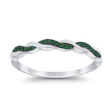 Half Eternity Infinity Twisted Band Rings Simulated CZ 925 Sterling Silver