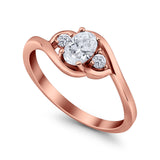 Wedding Ring Oval Cut Round Simulated Cubic Zirconia 925 Sterling Silver