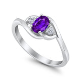 Wedding Ring Oval Cut Round Simulated Cubic Zirconia 925 Sterling Silver