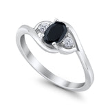 Wedding Ring Oval Cut Round Simulated Cubic Zirconia 925 Sterling Silver